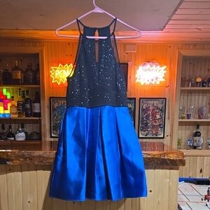 Teeze Me Black and Blue Midi Dress